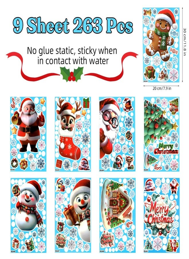 BharatBazaar Christmas Window Stickers, 263Pcs Christmas Window Decorations, Snowflake Stickers for Home, Living Room, Office, Party, Church Decoration, Xmas Decor - Image 2